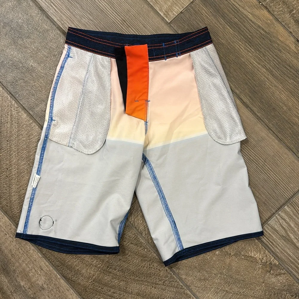 Ron Jon Boys Youth Size 25 Orange Sunset Colorblock Surf Board Shorts Swim